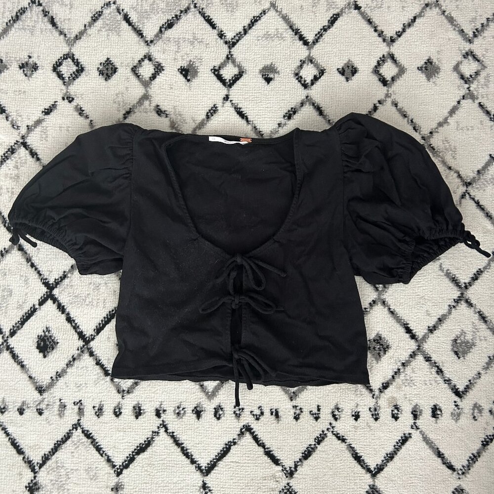 Free People Kitty Tee Puff Sleeve Boho Tie